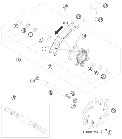 ROUE AVANT POUR 400 EXC FACTORY RACING (EU)