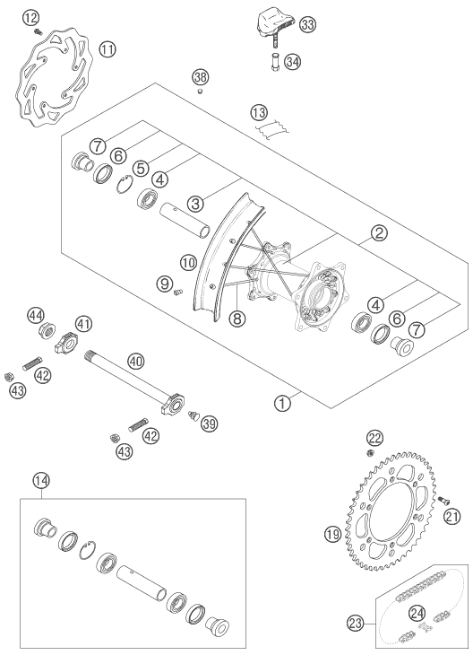 ROUE ARRIERE POUR 400 EXC FACTORY RACING (EU)