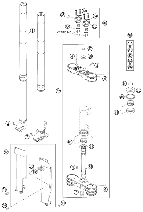 FOURCHE TELESCOPIQUE TE DE FOURCHE POUR 250 SXS 2007 (EU)