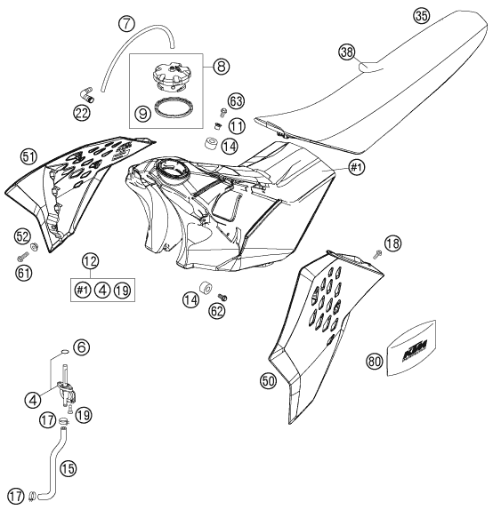 RESERVOIR SELLE POUR 125 SXS 2007 EU
