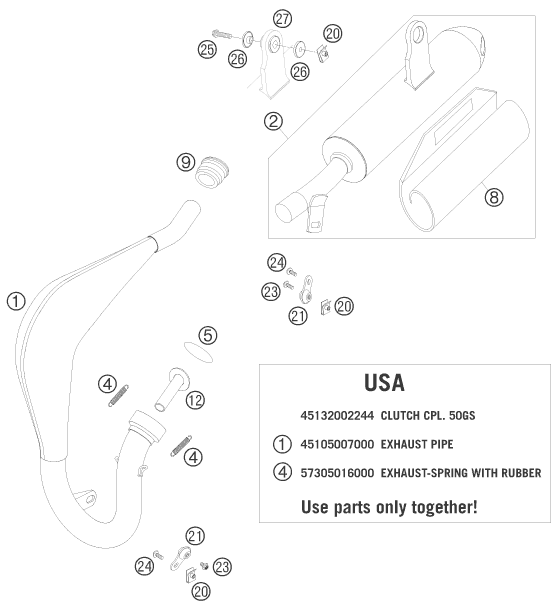 SYSTEME DECHAPPEMENT POUR 50 MINI ADVENTURE 2008 (EU)