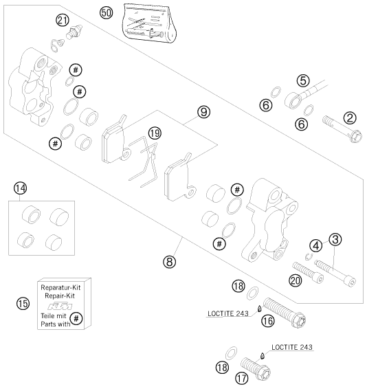 ETRIER DE FREIN AVANT POUR 50 SX (EU)