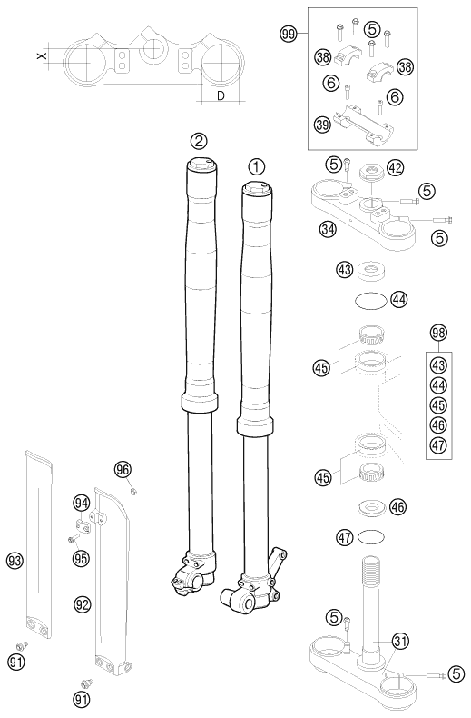 FOURCHE TELESCOPIQUE TE DE FOURCHE POUR 65 SX 2008 EU
