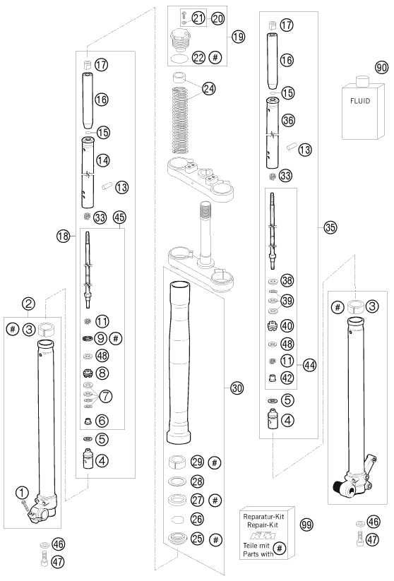 FOURCHE TELESCOPIQUE POUR 65 SX 2008 EU