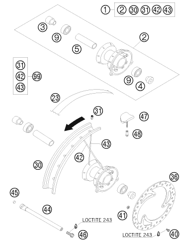 ROUE AVANT POUR 65 SX 2008 EU