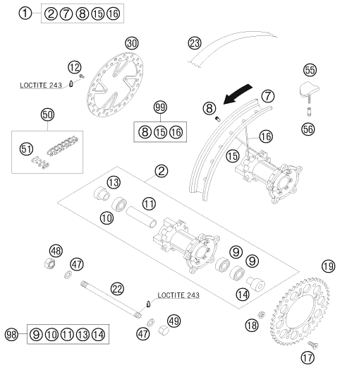 ROUE ARRIERE POUR 65 SX (EU)