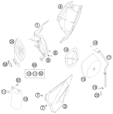 FILTRE A AIR POUR 85 SX 17/14 2009 (EU)