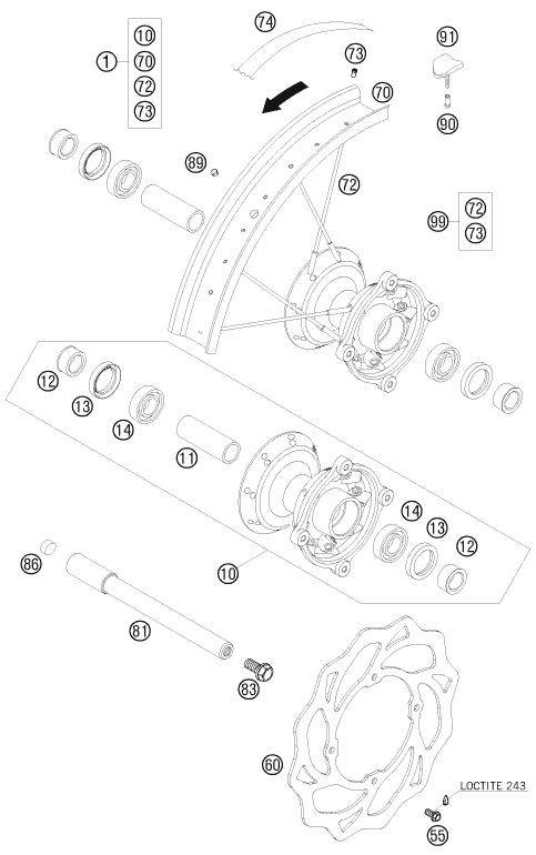 ROUE AVANT POUR 85 SX 19/16 2009 (EU)