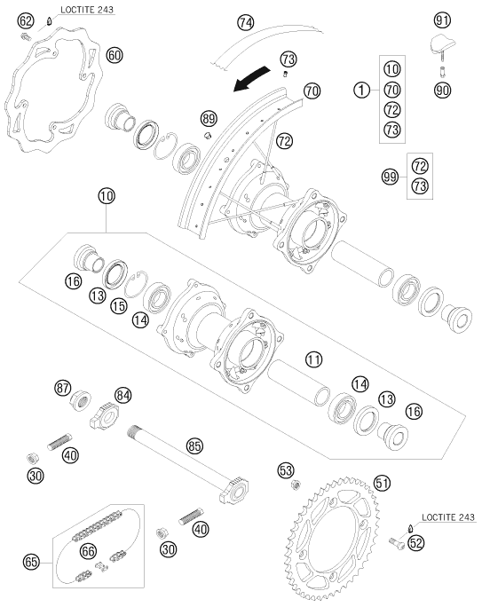 ROUE ARRIERE POUR 85 SX 1714 2008 EU