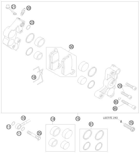 ETRIER DE FREIN AVANT POUR 85 SX 17/14 2008 (EU)