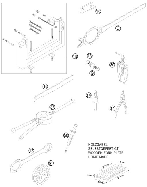 OUTILS SPECIAUX MOTEUR POUR 85 SX 17/14 2008 (EU)