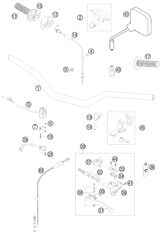 GUIDON ARMATURES POUR 125 EXC 2008 (EU)