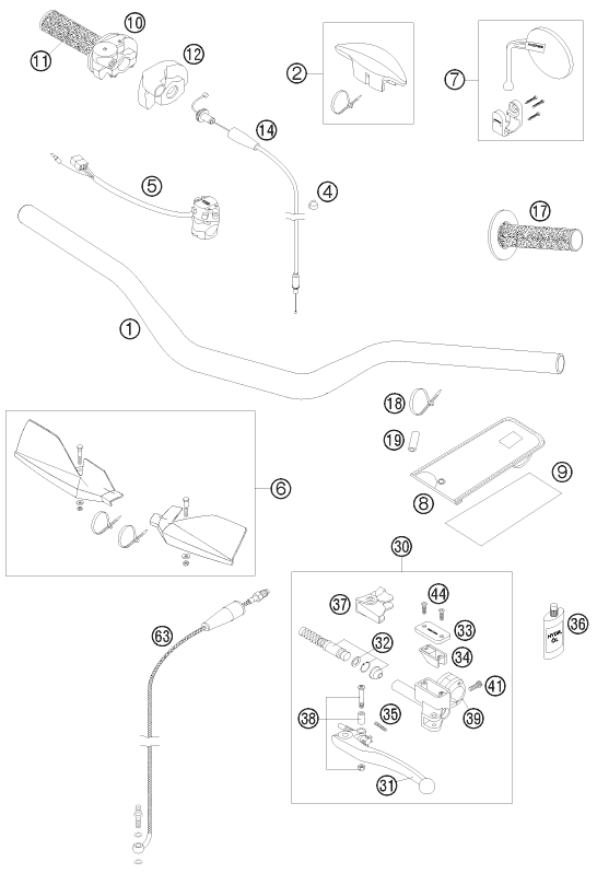 GUIDON ARMATURES POUR 125 EXC SIX-DAYS 2008 (EU)