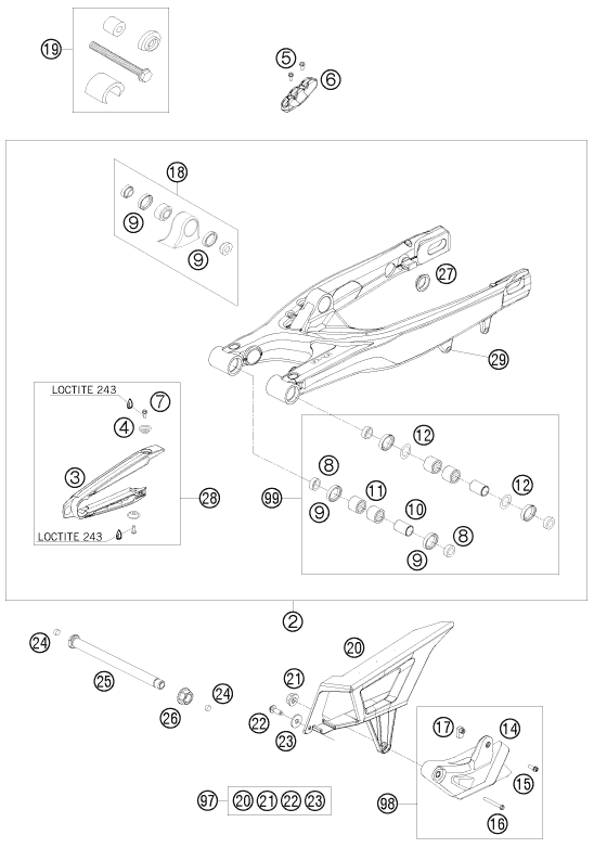 BRAS OSCILLANT POUR 125 EXC 2008 (EU)