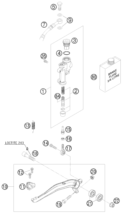 SYSTEME DE FREIN ARRIERE POUR 125 EXC SIX-DAYS 2008 (EU)