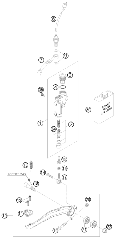 SYSTEME DE FREIN ARRIERE POUR 125 EXC 2008 (EU)