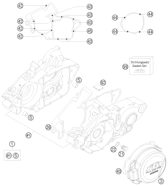 CARTER MOTEUR POUR 125 EXC 2008 EU