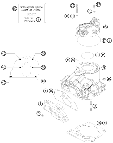 CYLINDRE CULASSE POUR 125 EXC 2008 (EU)