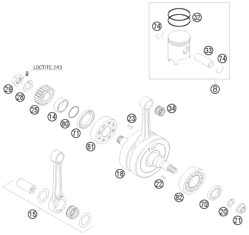 VILEBREQUIN PISTON POUR 125 SX 2009 EU