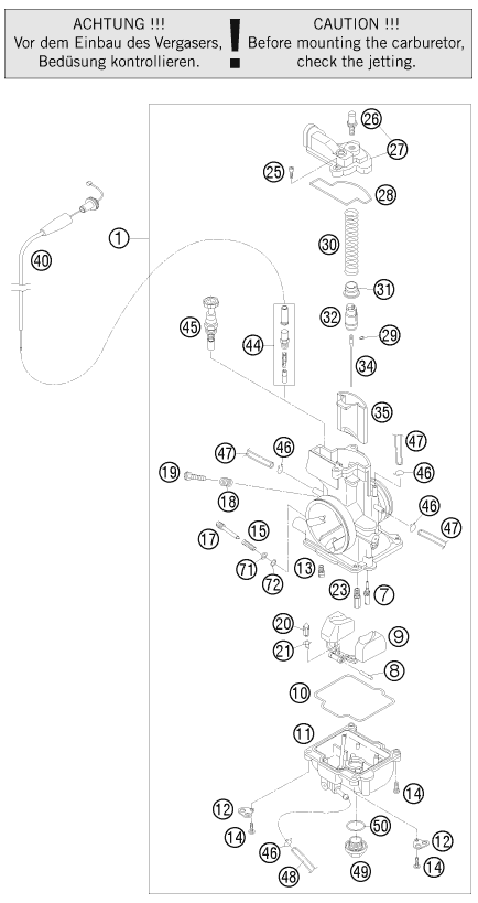 CARBURATEUR POUR 125 EXC 2009 (EU)