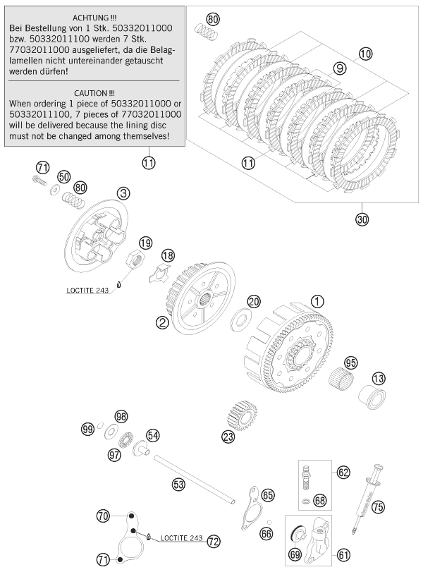 EMBRAYAGE POUR 125 EXC 2009 (EU)