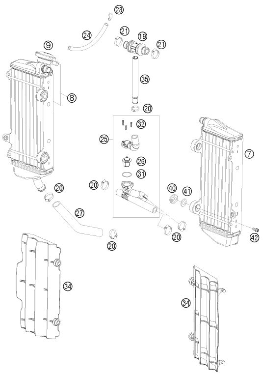 SYSTEME DE REFROIDISSEMENT POUR 125 EXC 2009 (EU)