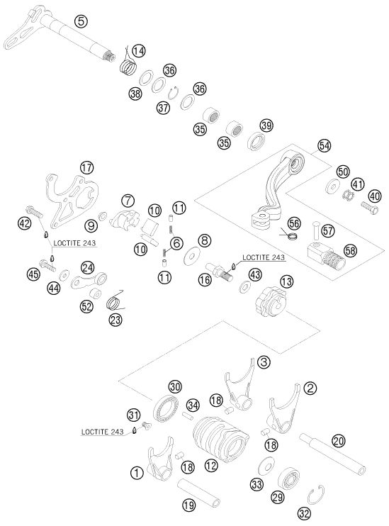 MECANISME DE SELECTION POUR 125 SX EU