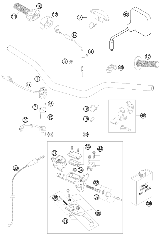 GUIDON ARMATURES POUR 250 EXC 2008 EU