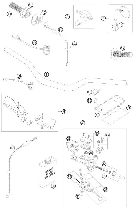 GUIDON ARMATURES POUR 300 EXC E SIX DAYS 2008 EU