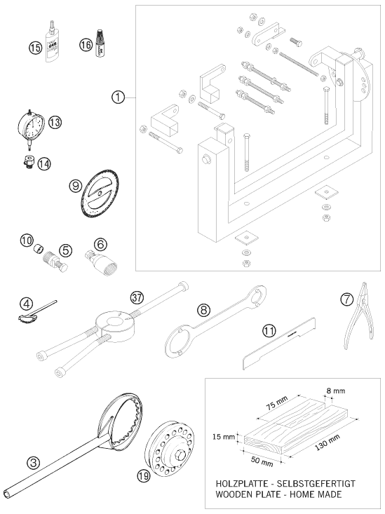 OUTILS SPECIAUX MOTEUR POUR 250 EXC E STARTER 2010 EU