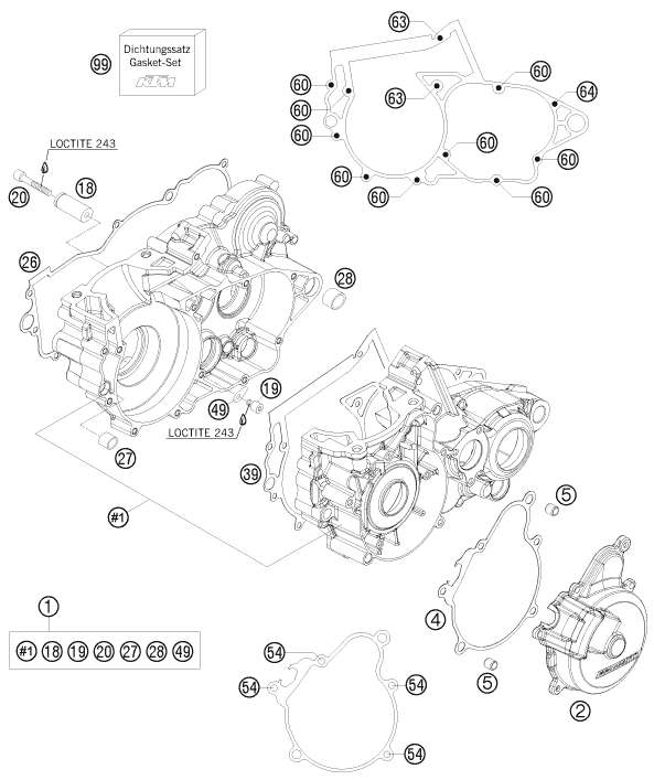 CARTER MOTEUR POUR 250 EXC 2008 (EU)