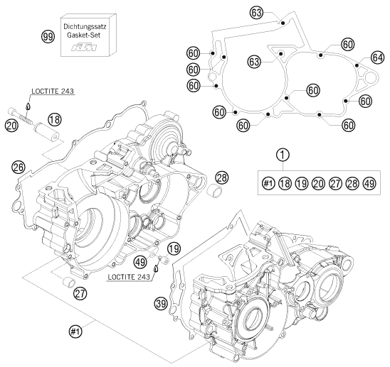 CARTER MOTEUR POUR 300 EXC 2011 EU