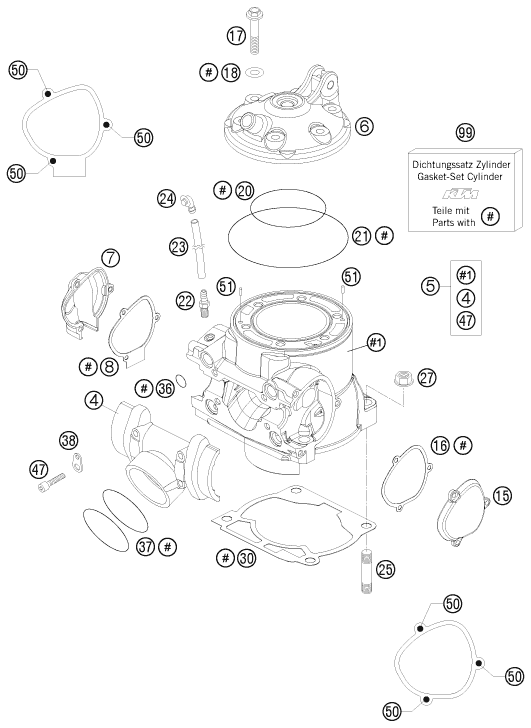 CYLINDRE CULASSE POUR 250 EXC 2009 (EU)