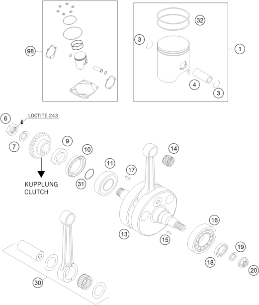 VILEBREQUIN PISTON POUR 300 EXC E SIX DAYS 2008 EU