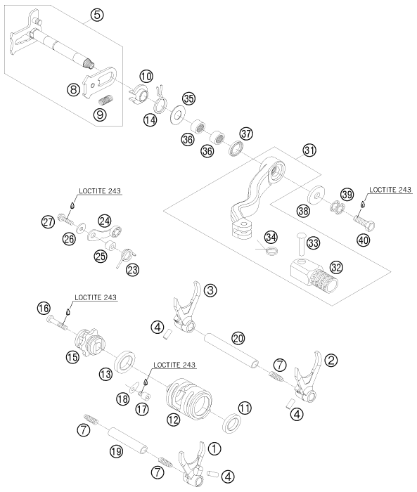 MECANISME DE SELECTION POUR 250 SX 2010 EU