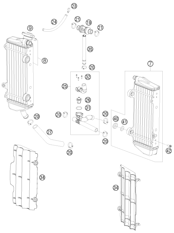 SYSTEME DE REFROIDISSEMENT POUR 250 EXC 2008 (EU)