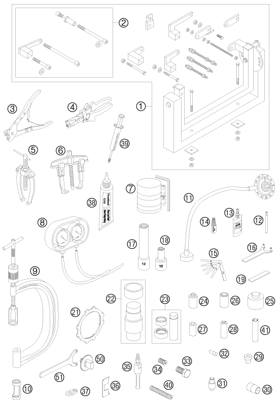 OUTILS SPECIAUX MOTEUR POUR 950 SUPER ENDURO ERZBERG 08 (EU)