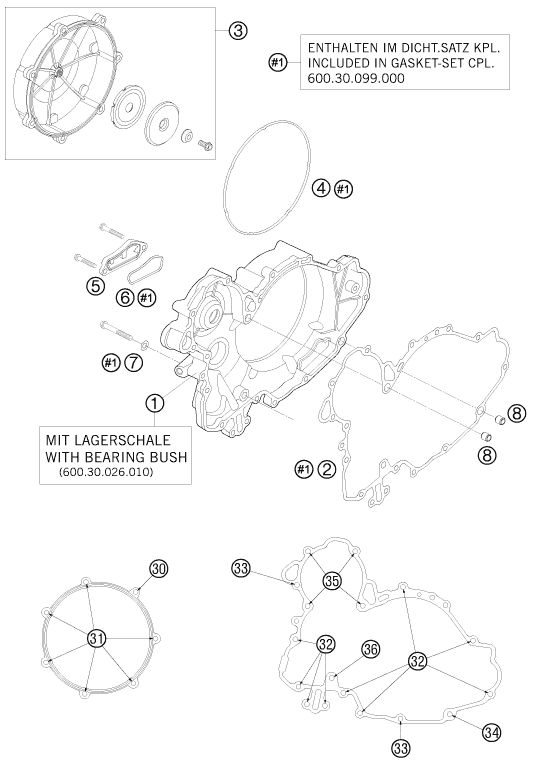 COUVERCLE DEMBRAYAGE POUR 950 SUPER ENDURO ERZBERG 08 EU