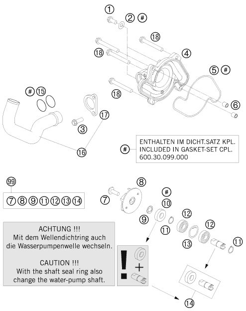 POMPE A EAU POUR 990 ADVENTURE BLACK ABS 07 (AU/GB)