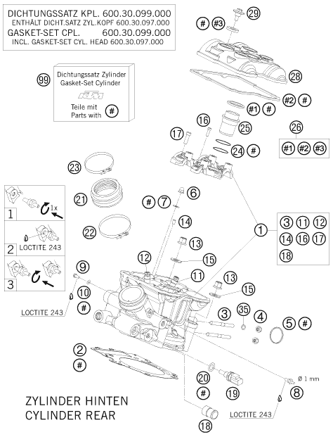 CULASSE ARRIERE POUR 990 ADVENTURE BLACK ABS 2008 (AU/GB)