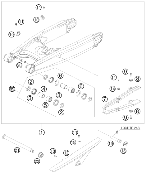 BRAS OSCILLANT POUR 990 SUPER DUKE BLACK 2008 (AU/GB)