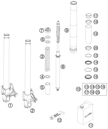 FOURCHE TELESCOPIQUE POUR 990 SUPER DUKE R 2009 (AU/GB)