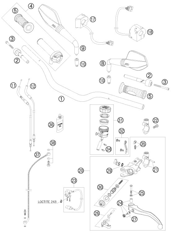 GUIDON ARMATURES POUR 990 SUPER DUKE BLACK 2008 EU