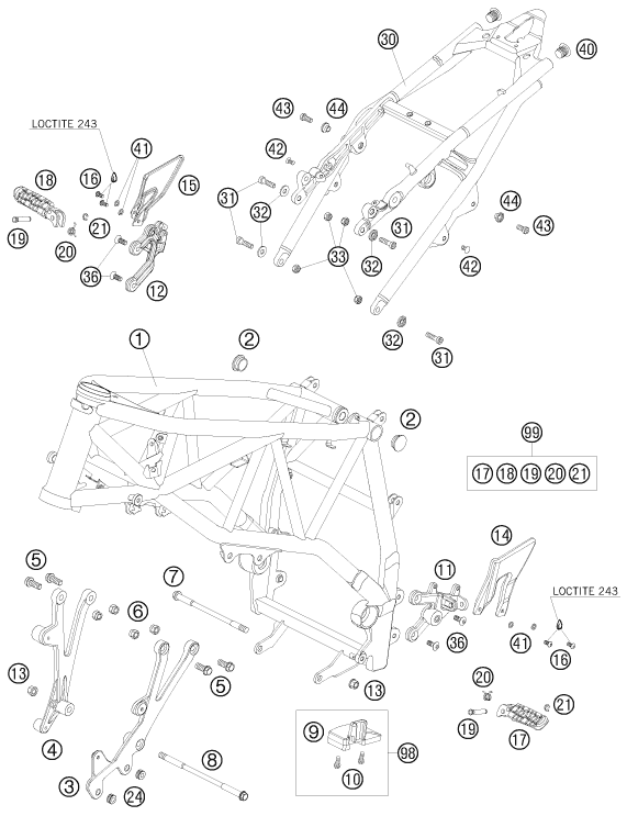 CADRE POUR 990 SUPER DUKE R 2008 (AU/GB)