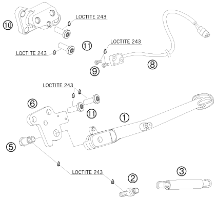 BEQUILLE LATERALE BEQUILLE CENTRALE POUR 990 SUPER DUKE BLACK 2009 (AU/GB)