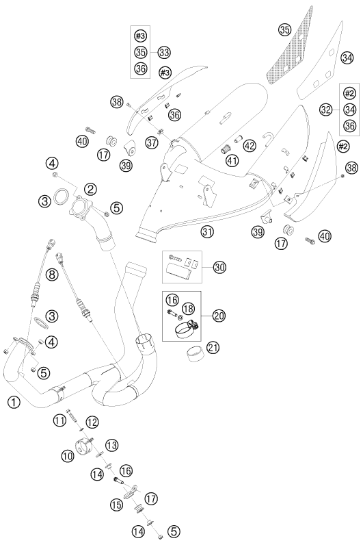 SYSTEME DECHAPPEMENT POUR 990 SUPER DUKE BLACK 2008 EU