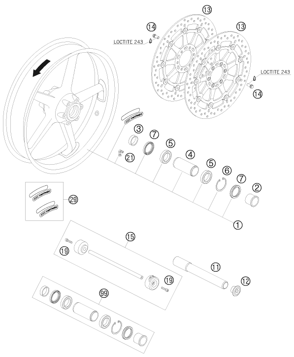 ROUE AVANT POUR 990 SUPER DUKE R 2009 (AU/GB)