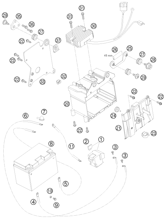 BATTERIE POUR 990 SUPER DUKE R 2008 FR