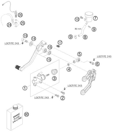 SYSTEME DE FREIN ARRIERE POUR 990 SUPER DUKE BLACK 2008 (AU/GB)