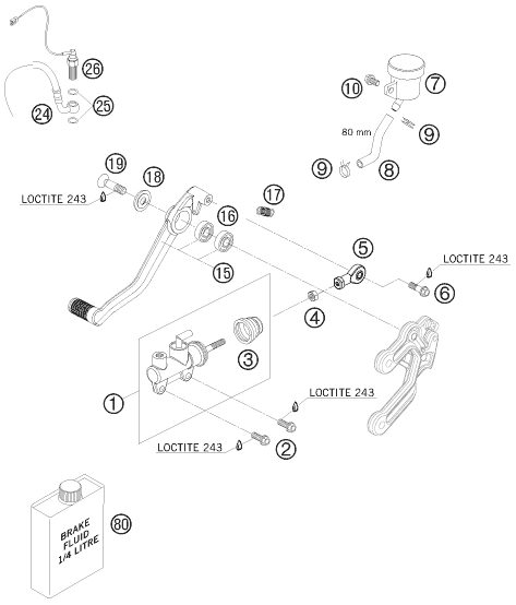 SYSTEME DE FREIN ARRIERE POUR 990 SUPER DUKE R 2008 (AU/GB)